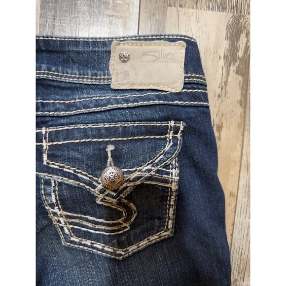 Silver Suki Surplus Womens Bootcut Jeans Size 12 Dark Wash Denim (worn hem) - Picture 7 of 9